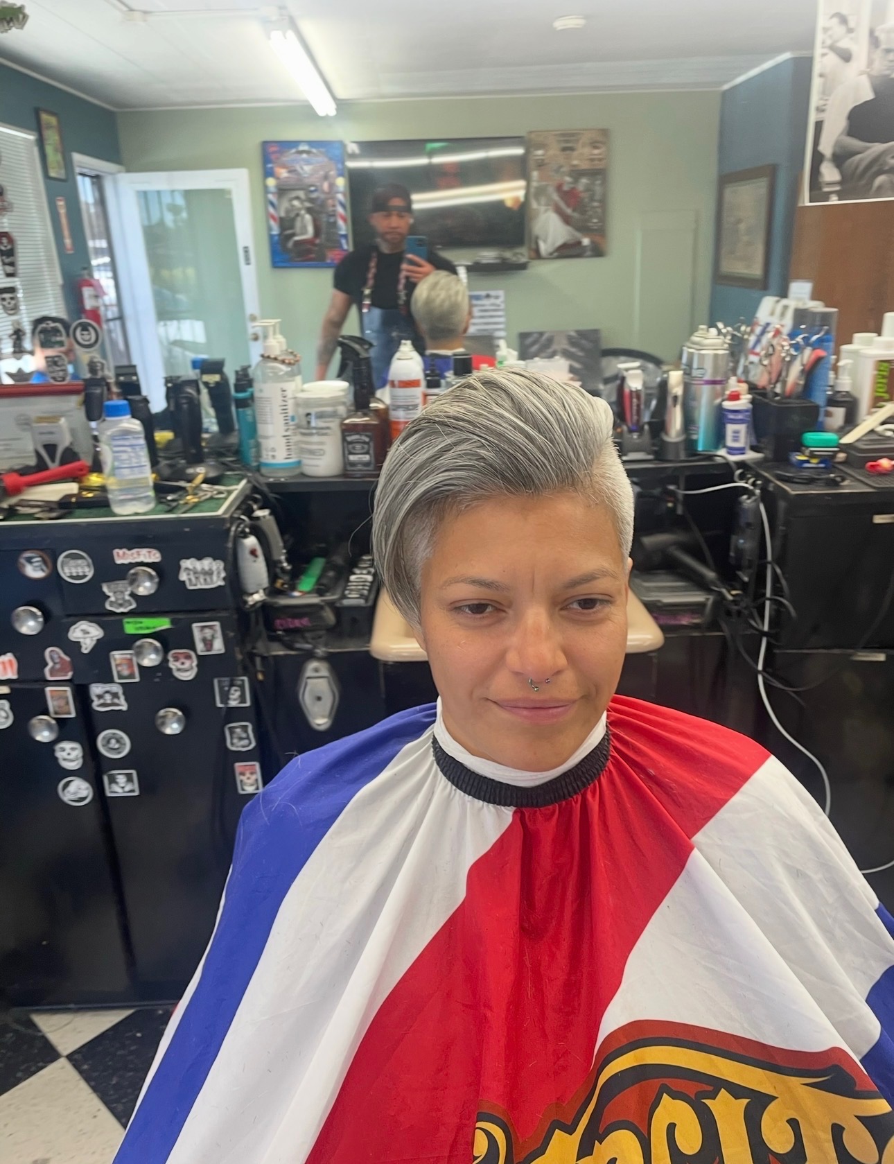 Short textured haircut at Dapper B's Barbershop